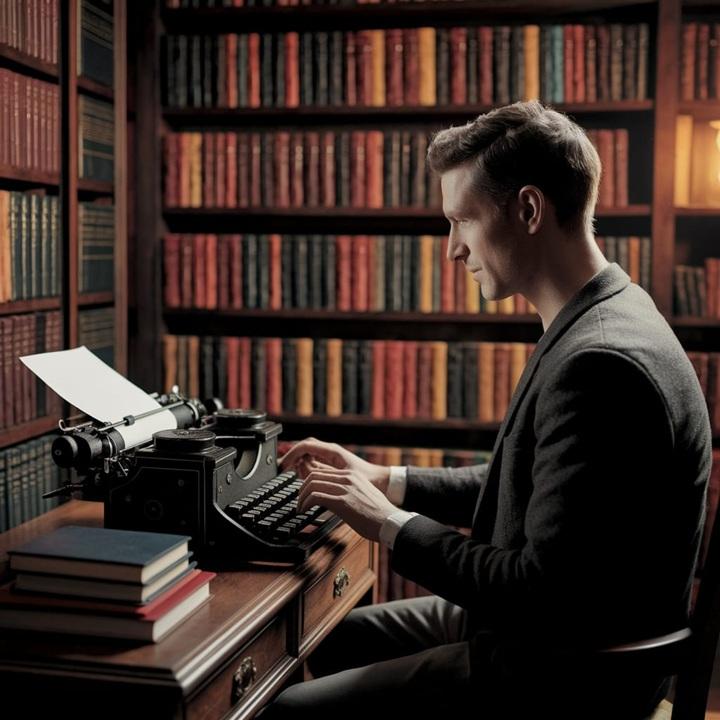 hombre escribiendo un relato